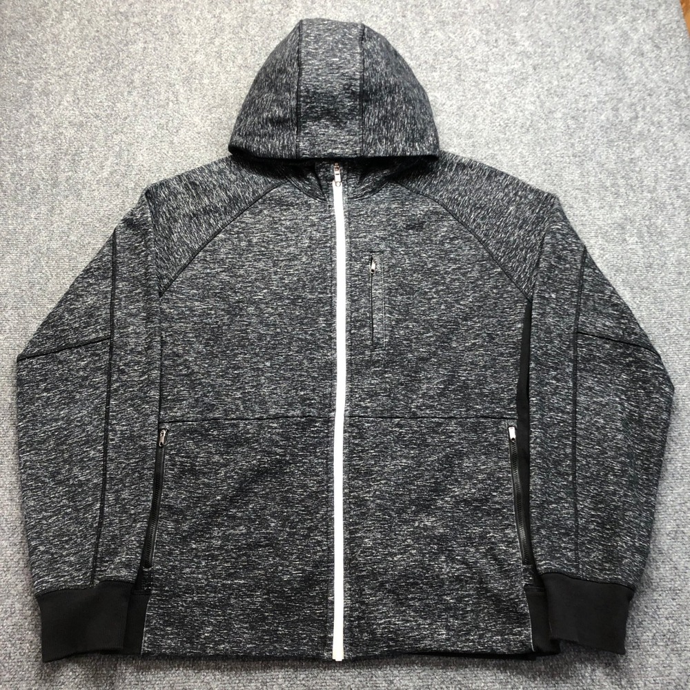 Lululemon Mens XXL Heathered Black White Space Dye Full Zip Hoodie Jacket